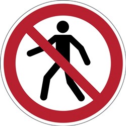 Durable Marking Sign Pedestrians Prohibited 430mm Red