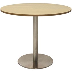 Rapidline Disc Base Round Table 900D x 755mmH Oak Top Silver Base