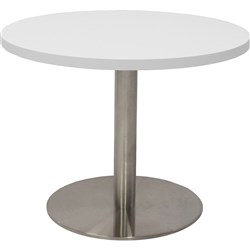 Rapidline Disc Base Dry Bar Table 600D x 1085mmH Beech Top Silver Base