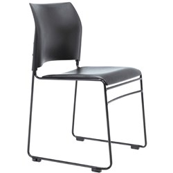 Buro Maxim Visitor Chair Black Sled Base Black Poly Back and Padded Vinyl Seat