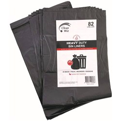 Clean Wiz Oxo-Biodegradable Heavy Duty Bin Liner 82 Litres Black Pack Of 25