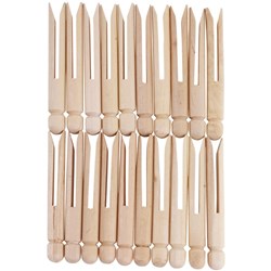 Jasart Wooden Dolly Pegs Plain Pack Of 24